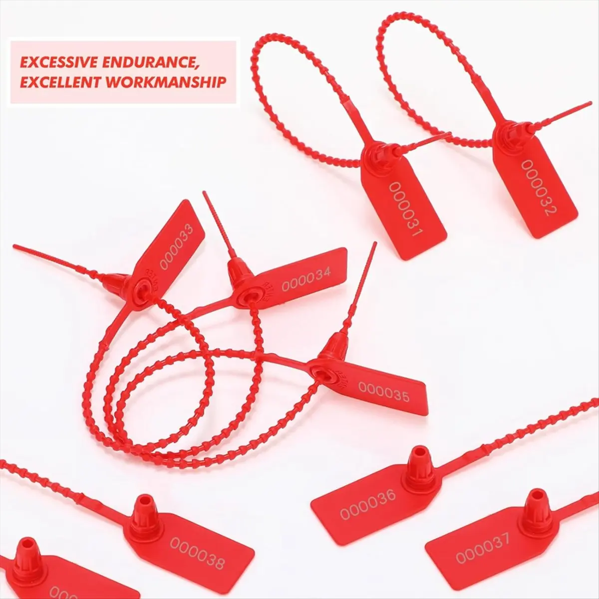 AS713 HAPPY^300 Pcs Plastic Tamper Seals, Numbered Zip Ties Security Tags Safety Seals Disposable Self Locking Signage 250mm