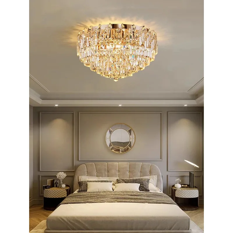 Modern Luxury Large Crystal Ceiling Lamp Gold LED Chandelier 2024 Big Light Fixture for Living Room Home Decor