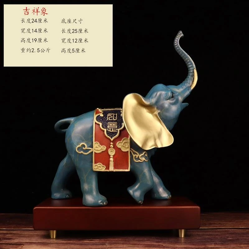 A Pair Of Copper Fortune Elephants, Auspicious And Wealth-Attracting Statues For The Living Room, Wine Cabinet, Or As A Shop Ope