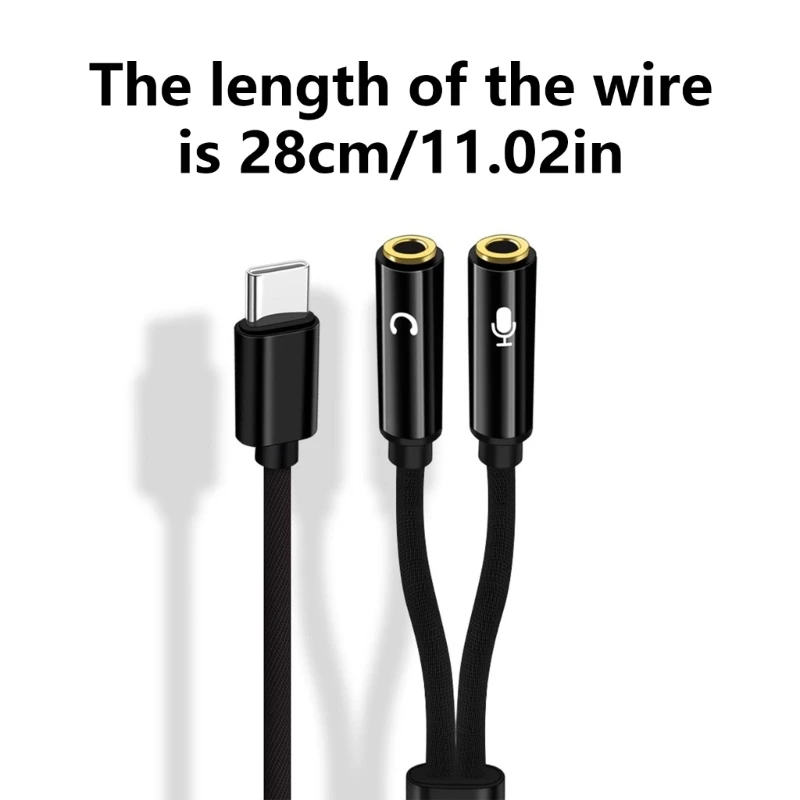USB C Earphone Sound Cable Type C Male to 2 3.5mm Female Headsets Adapters Y Splitters Headphones Microphones Cable