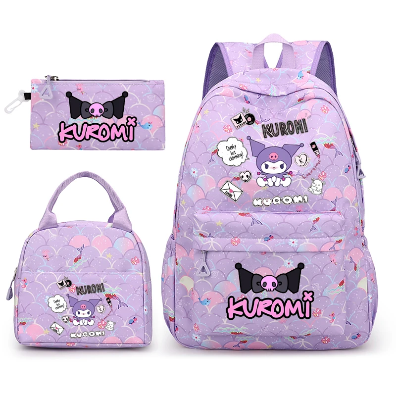 حقيبة ظهر كورومي كاواي مكونة من 3 قطع منحدر متدرج مطبوع جميل للنساء والفتيات حقائب مدرسية خفيفة الوزن للسفر كاجوال Mochilas #1