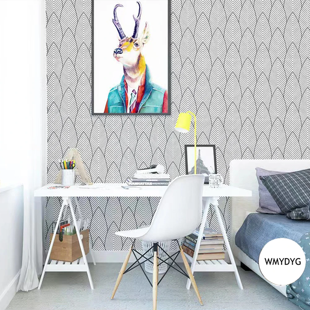 Peel and Stick Leaves Wallpaper Black/White Removable Kitchen Contact Paper for Home Bathroom Decoration