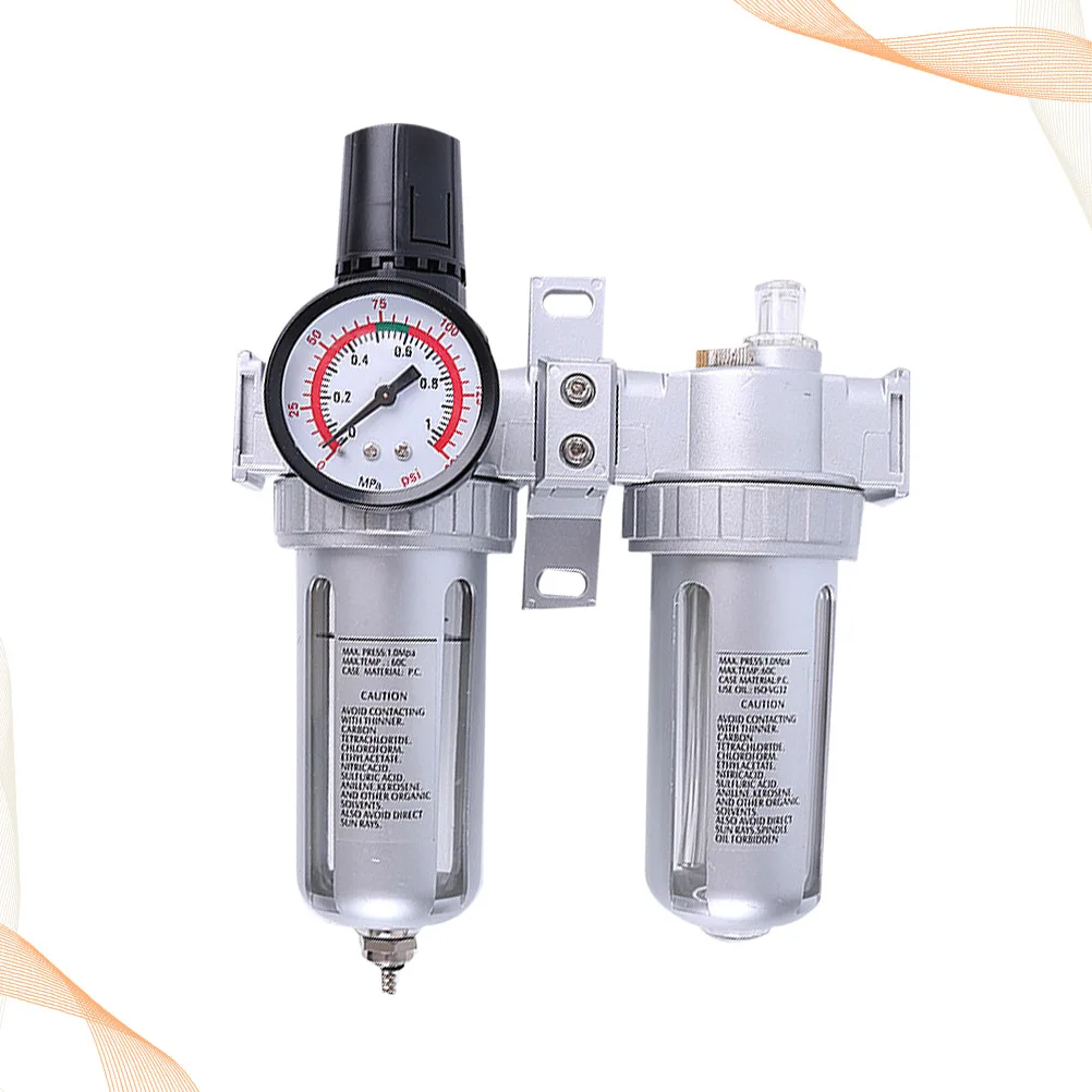 Sfc400 Air Compressor Regulator Oil Water Separator Trap Filter Automatic Drain Silver High Efficiency Gas Connection