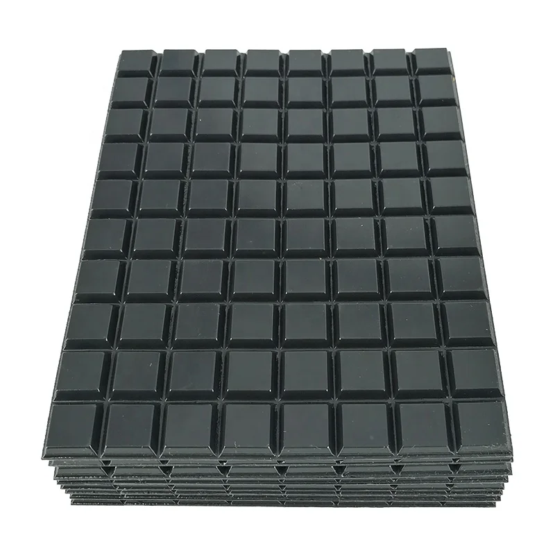 Square Tapered Bumpon Protective Products, Sj5008, W/ Flat Top, 80Pcs Board