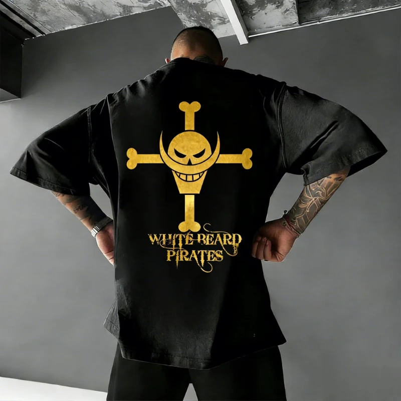 

Футболка One Piece с принтом черепа, аниме, унисекс, с коротким рукавом, уличная повседневная одежда, графический принт, лето 2026, Y2K, оверсайз, винтаж