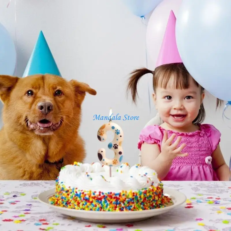 

U2JC 0-9 Dog Birthday Cake Top Digital Birthday Used for Boy and Girl