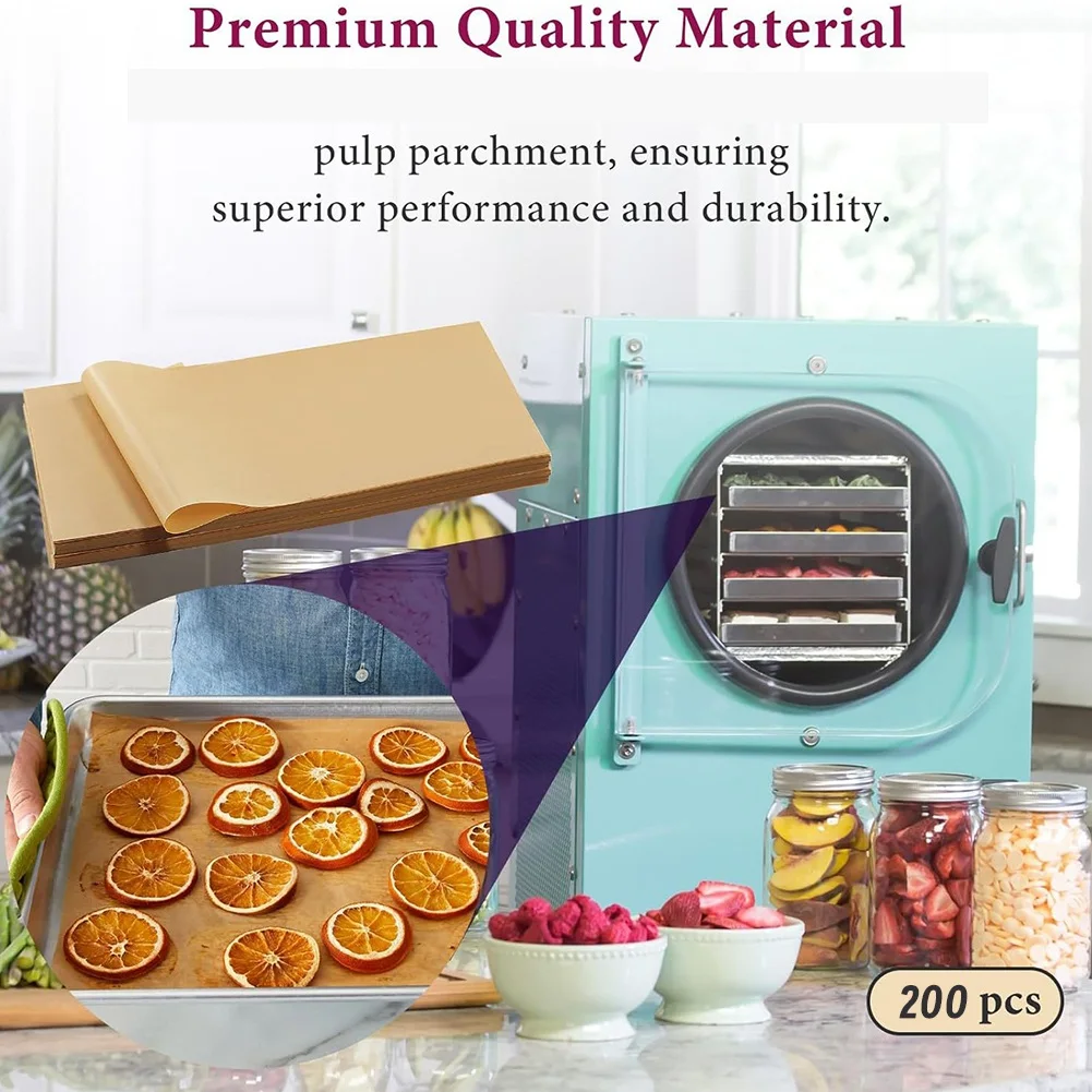 ABZT 200 Packs Parchment Paper Sheets for Freeze Dryer - Dryer Accessories for Medium Trays, Parchment Sheets