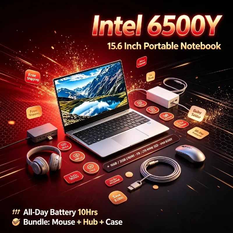 Intel Pentium Gold 6500Y 15.6 Inch Portable Laptop 2C4T 32GB RAM 2TB SSD 5000mAh Backlit Fingerprint Office Max