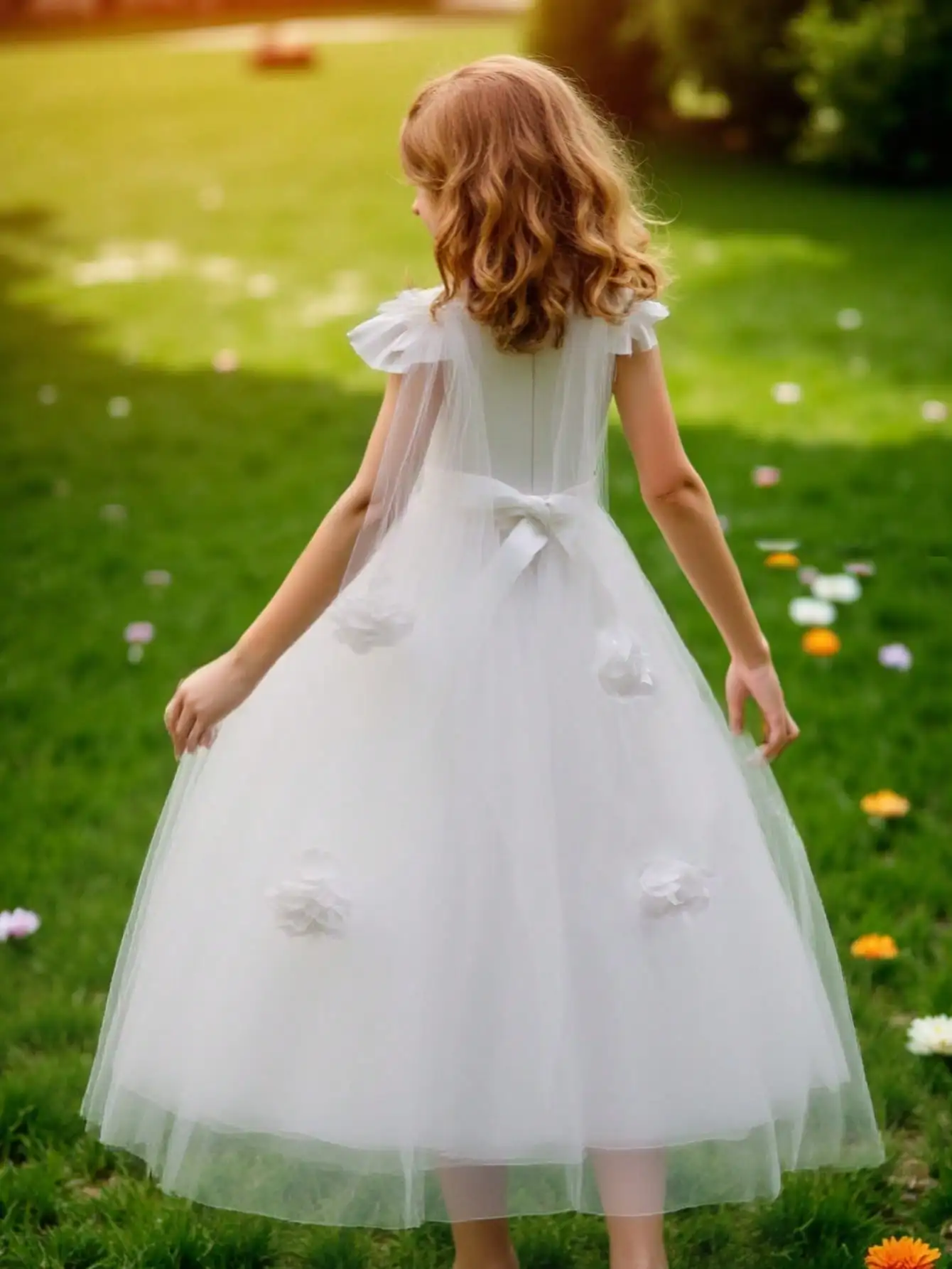 Flower Girl Dresses for Wedding Guest Kids Bridesmaid White Lace Formal Performance Party Ball Gown 10 12 Year view 5