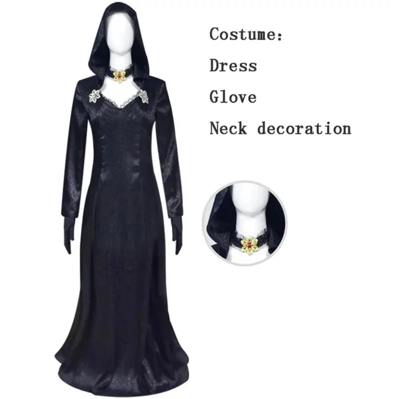 N32O أنيمي بيلا كاساندرا دانييلا تأثيري حلي لعبة Biohazard سيدة Dimitrescu سيدتي فستان مصاص دماء قلادة الوشم بروش N32O