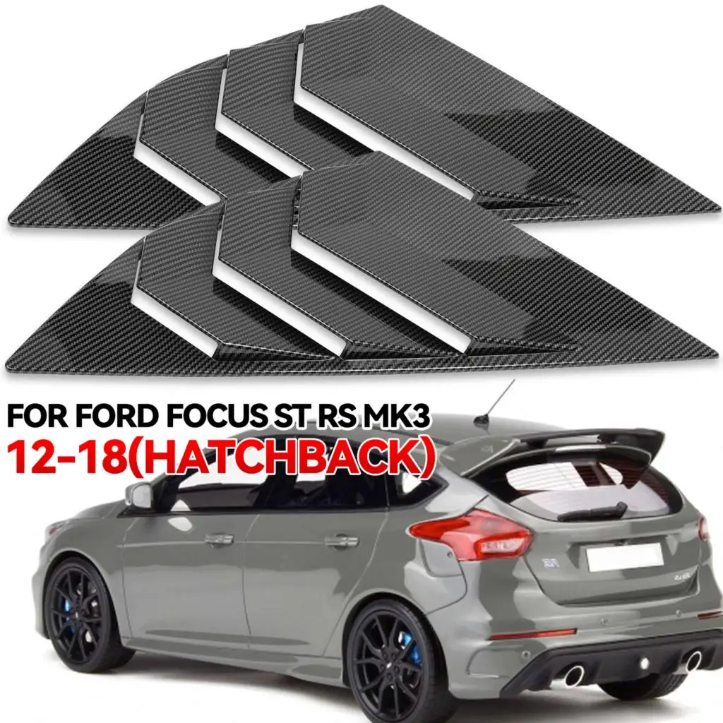 2pcs For Ford Focus ST RS MK3 2012-2018 Hatchback Rear Window Louvers Car Blinds Side Tuyere Louvers Vent ABS Accessories Style