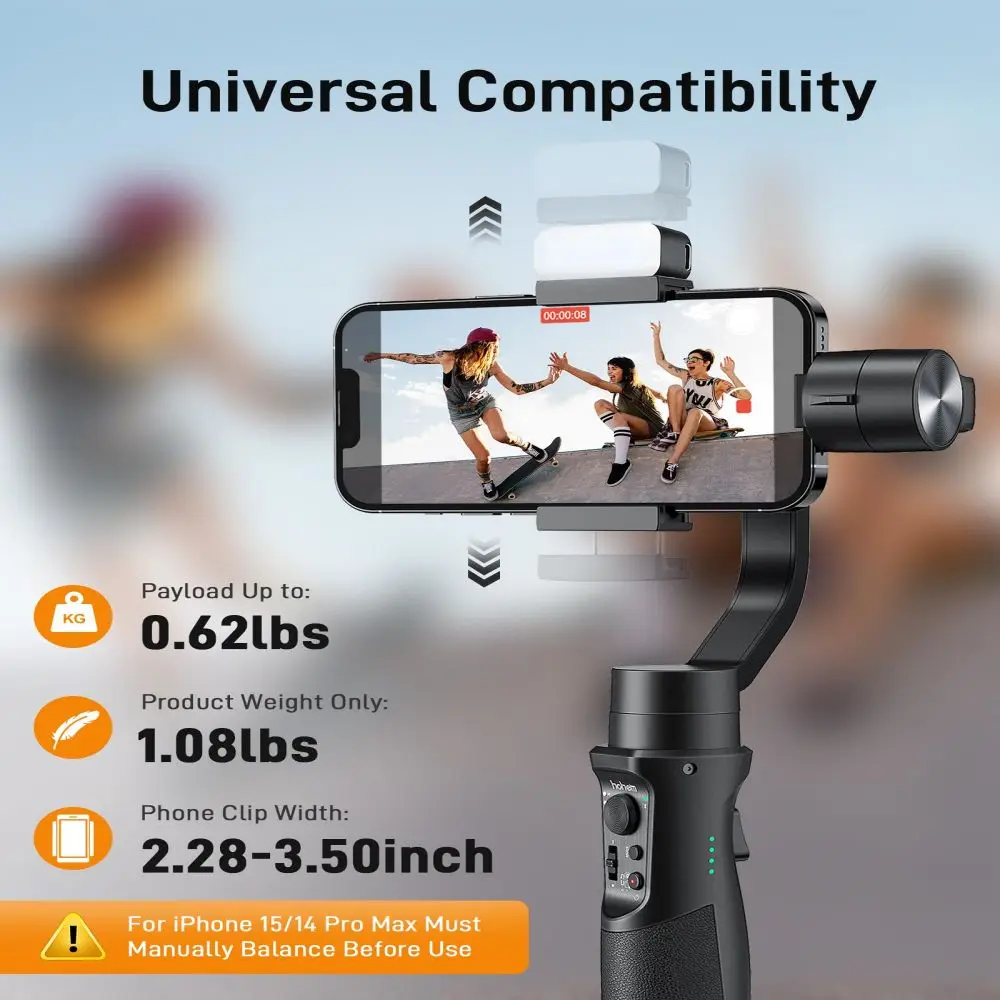 Hohem iSteady Mobile2024 KIT Gimbal for Smartphone 3-Axis Gimbal Fill Light for iPhone 15 and Android estabilizador para celular