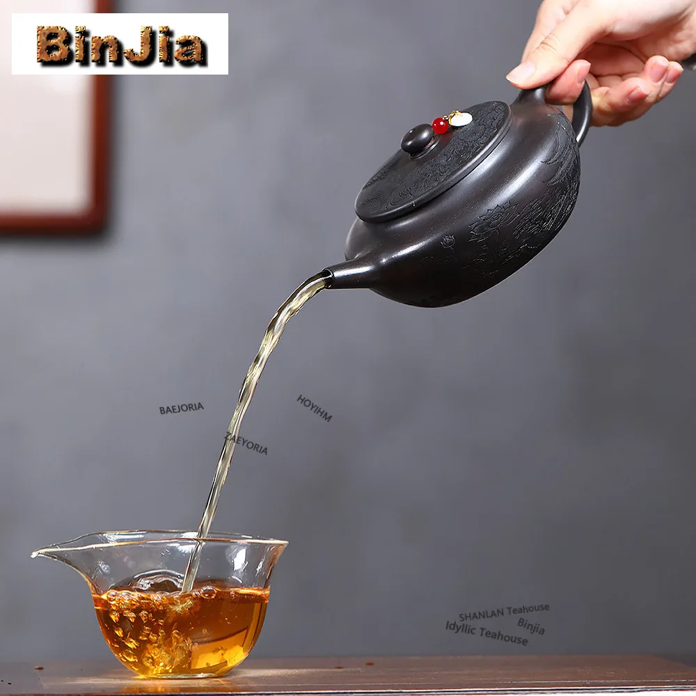 450ml Elegant Yixing Purple Clay Teapots Handmade Pot Raw Ore Stone Yellow Mud Kettle Zisha Tea Set Tea Ceremony Craft Gifts