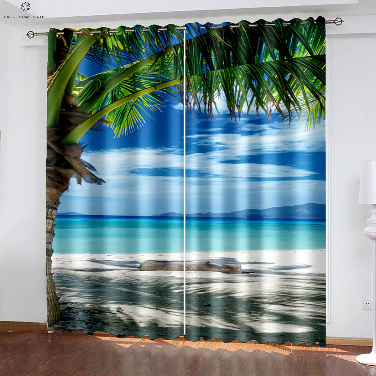 

2 Pieces Of Sky Sea Scenery 3d Stereo Printing Curtains Bedroom Living Room Kitchen Window Decoration Curtains Can Be Customized