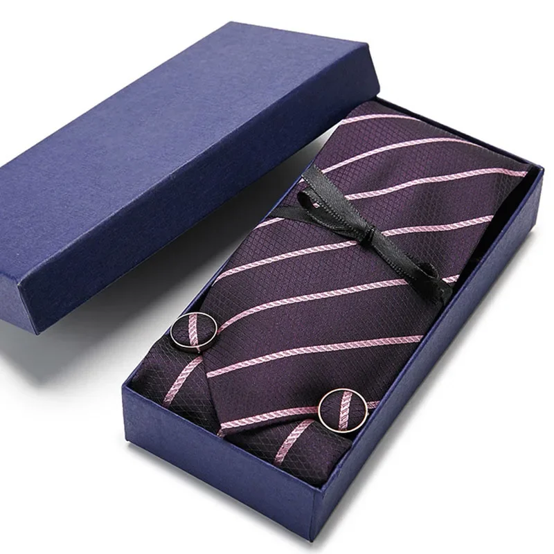 Gift box suit Tie Men's business wedding celebration festival office 7.5cm yarn-dyed jacquard business suit accessories