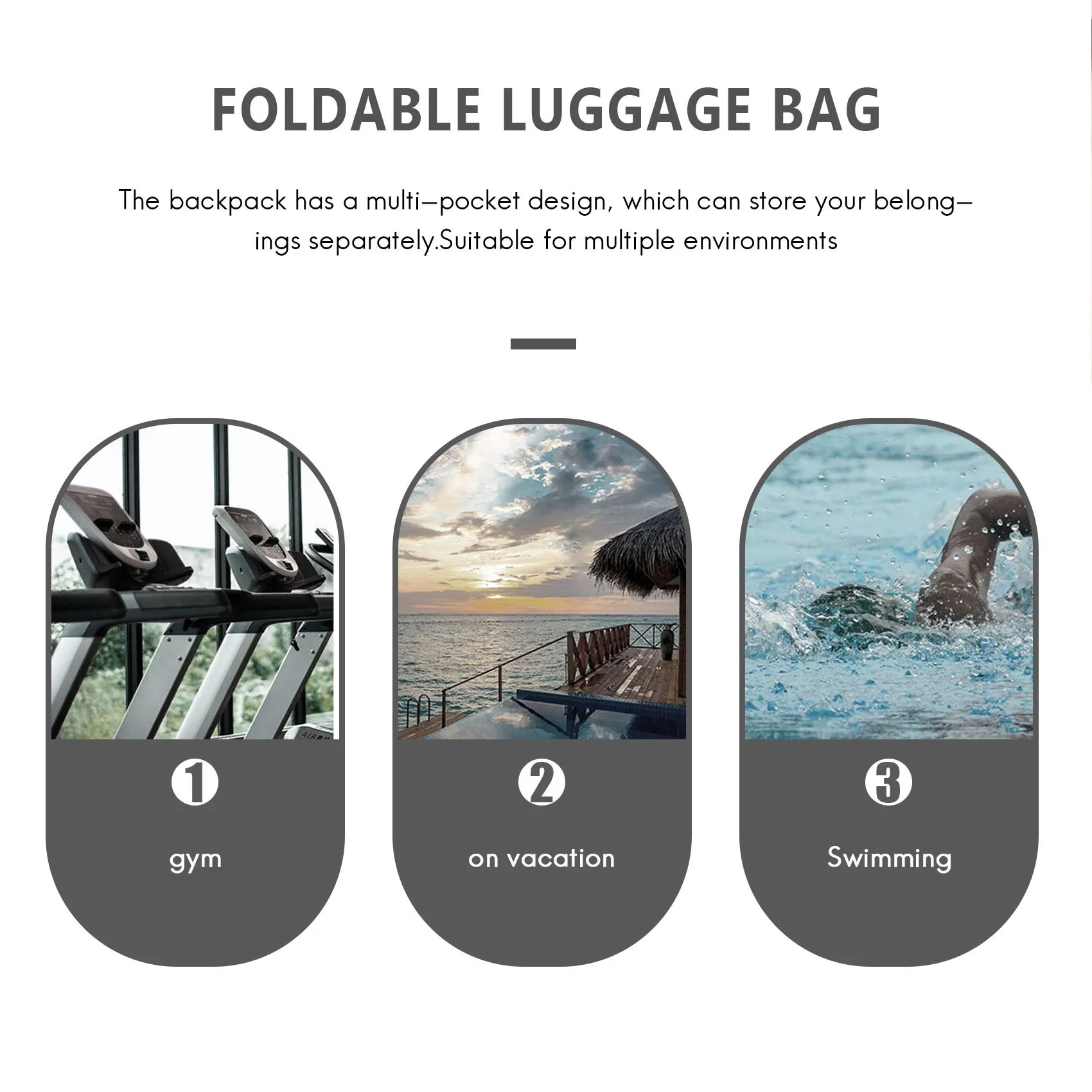 حقيبة اللياقة البدنية للرجال والنساء حقيبة رياضية محمولة للياقة البدنية واليوجا والسفر وحقيبة كتف للتدريب على اللياقة البدنية باللون الأسود-ABWY #5