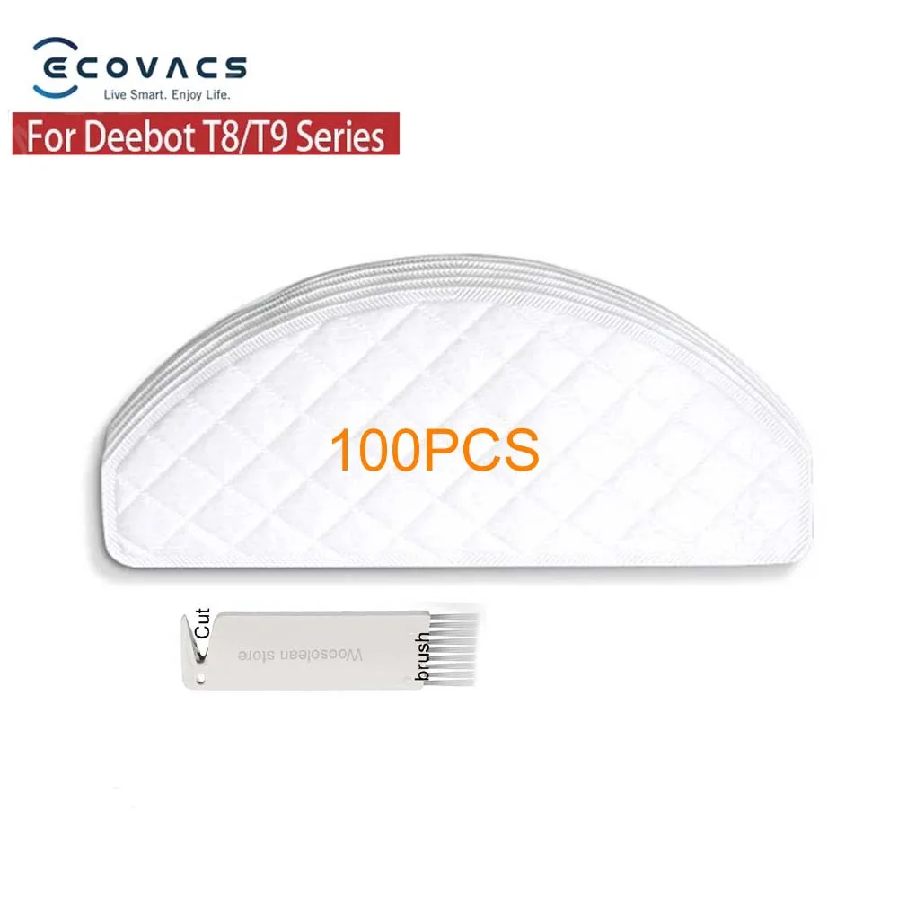 

100 PCS Disposable Rags for Ecovacs Deebot Ozmo T8 T8 AIVI T9 T9 AIVI Vacuum Cleaner Mop Cloths Mopping Pads Spare Parts