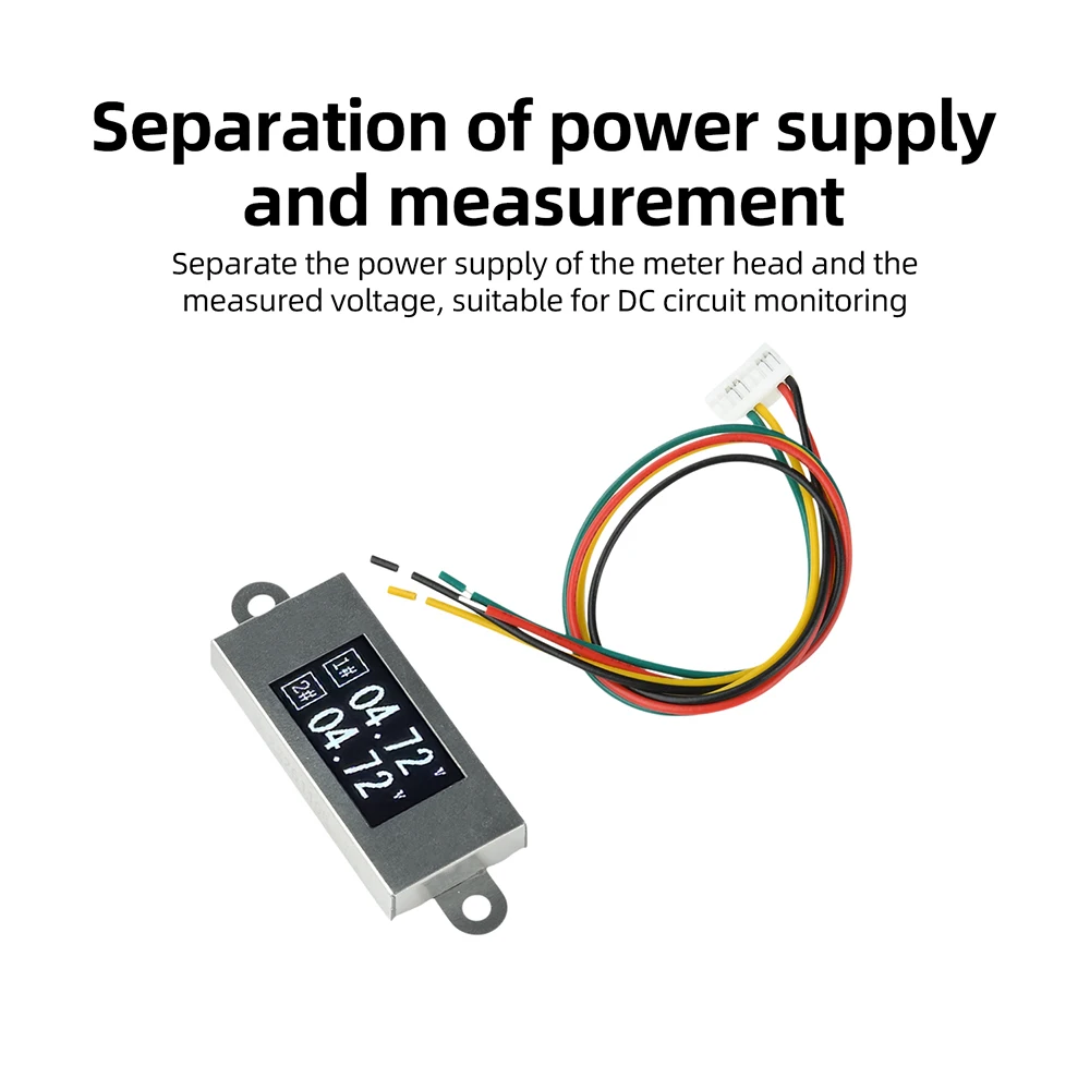 DC 0-30V 0.77-inch OLED Digital Voltmeter High Precision Dual Channel Voltage Tester 128×64 resolution Stainless steel shell