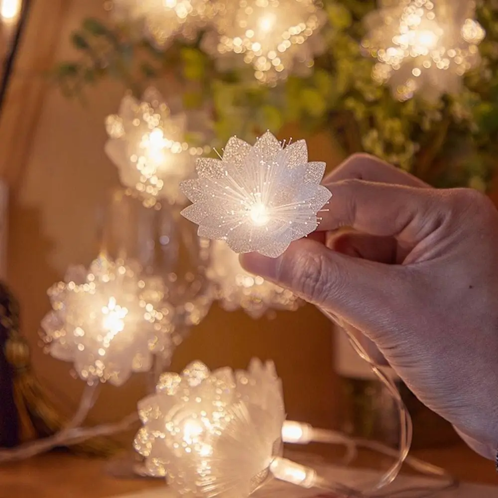 Beautiful LED Fiber String Lights Artificial Flower Battery Operated Led Lights String Waterproof Christmas String Light Home