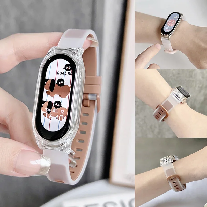 

Transparent Two-color Silicone Strap for Xiaomi Mi Band 6 5 4 3 Soft Sport Watchband for MiBand 9 8 Smartwatch Braceles for Mi 7