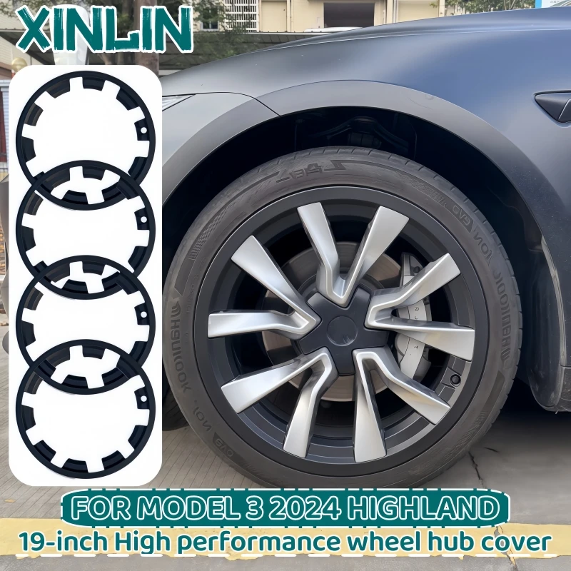 

For Tesla Model 3 2024 Highland 19Inches Wheels ABS Rim Guard Rim Car Hubcap Cover Protection Hubcap Patch Scratch Proof Hub Cap