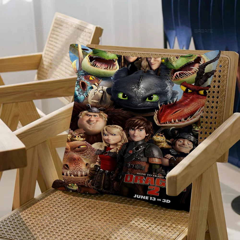 Anime Movie How To Train Your Pillow Covers Cartoon Sofa Decorative Home Double-sided Printing Short Plush Cute Cushion Cover