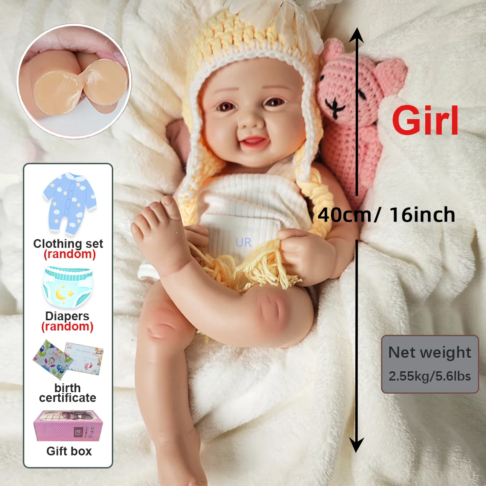 16" handgemaakte geschilderde kunst pasgeboren poppen volledige zachte flexibele siliconen reborn babymeisje siliconen babypop cadeau perfect paascadeau