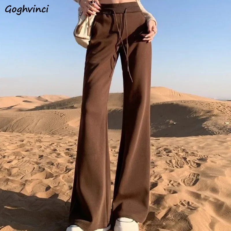 High Waist Pants Women Simple Flare Trousers All-match Streetwear Hotsweet Korean Fashion Y2k Mopping Harajuku Leisure Daily