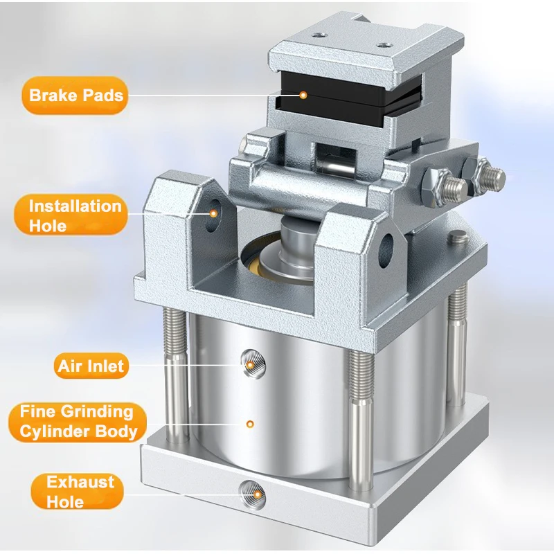Cilindro de freio HQG-01 pequeno cilindro pneumático sem haste cilindro telescópico pneumático braço mecânico cilindro impulsionador de fixação