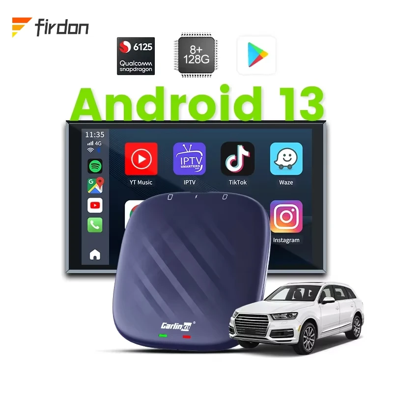 

Custom Android 13 Ai Box Carplay Wireless Adapter 8 128 Carlinkit Smart Box With Sim Tf Card Slot for Apple Youtube Netflix