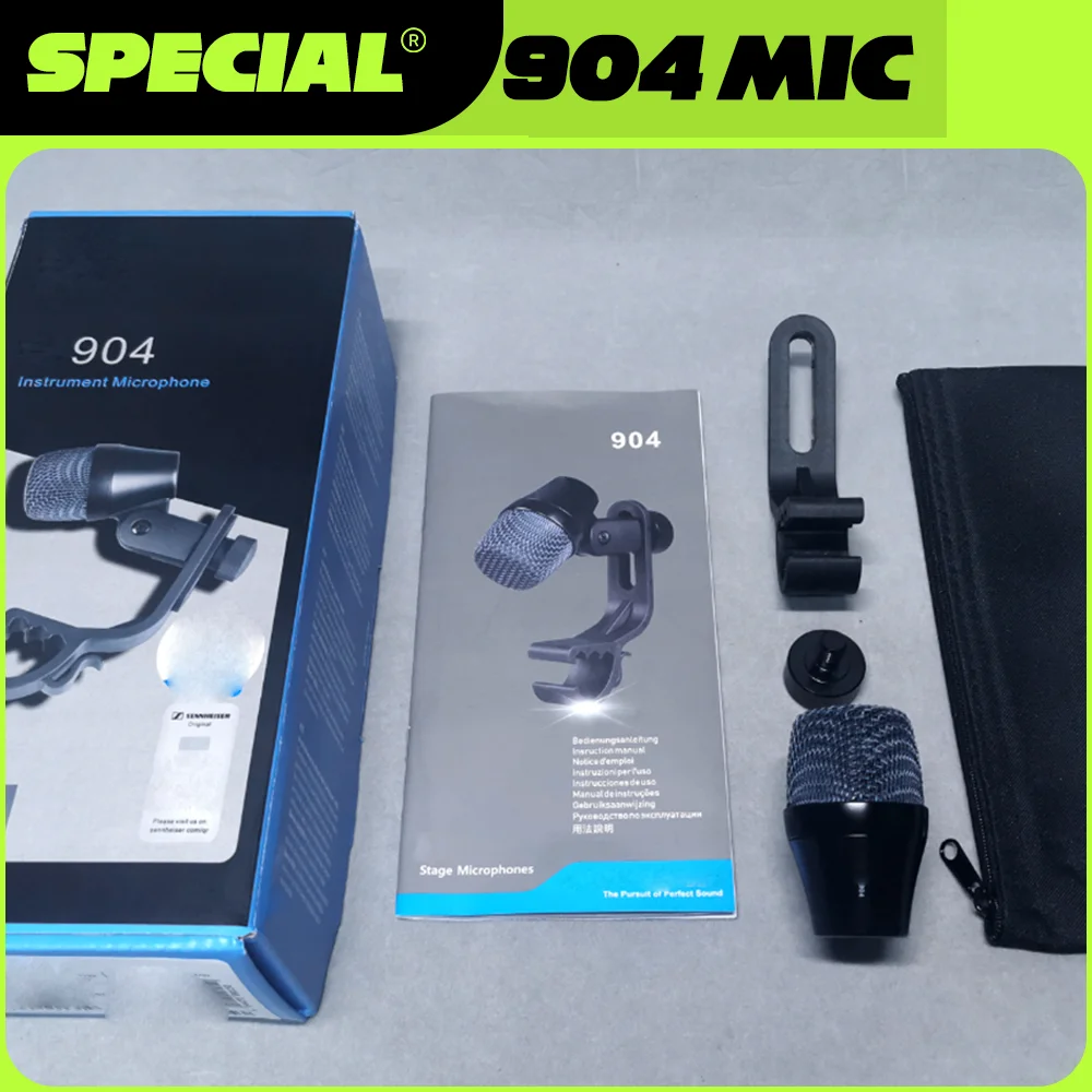 Micrófono de batería con cable de la serie 904 Small Military Drum, cardioide, con soporte de brazo con clip para grabación profesional