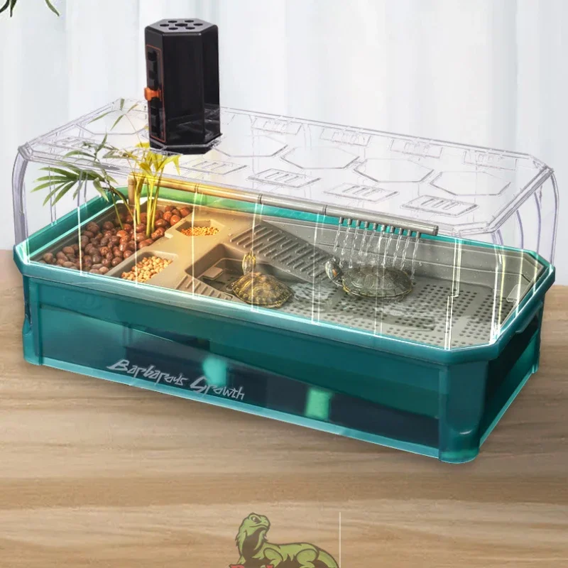 

Plastic Transparent Turtle Tank House Integrated Turtle Tank Feeding Box Amphibious Tank Cage Amphibian and Reptile Habitat
