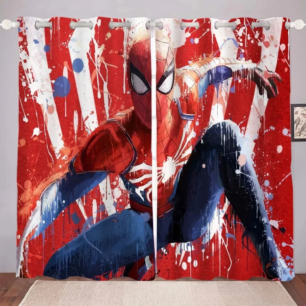 

3D высокая плотная занавеска с мультяшным принтом Человека-паука 183x214 см, украшение для дома, спальни, гостиной, 2 шт., подарки для мальчиков