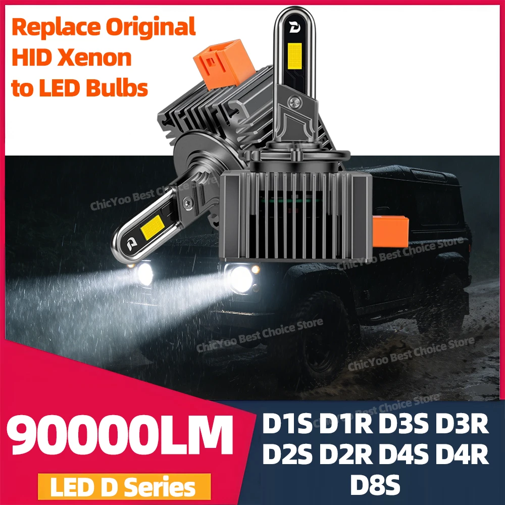 2PCS 90000LM D1S D1R D3S D3R Phare D2S D2R D4S D4R D8S LED Canbus Lampes Auto LED Ampoules pour Feux de Voiture 6000K Plug&Play