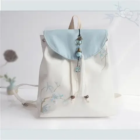 Kids School Bags Flower Embroidery Chinese Style Canvas Bag Mochila Escolar Feminina Adolecente Mochilas Para Estudiantes