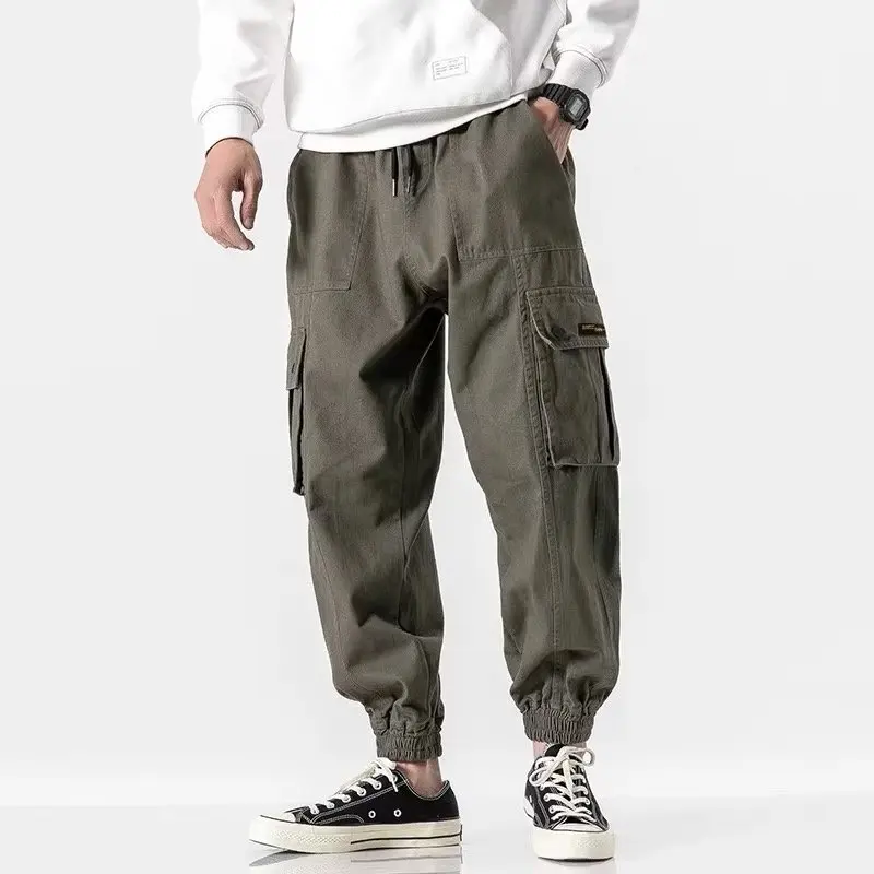 

Men Multi-Pocket Spring Autumn Cotton Loose Casual Pants Overalls Cross-Border Wholesale Korean Version Trend Functional Bunches