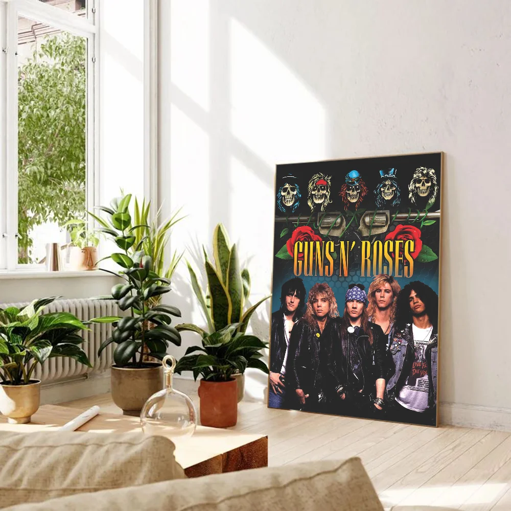 Vintage Rock Music Band G-Guns N Roses Classic Movie Posters Vintage Room Bar Cafe Decor Stickers Wall Painting