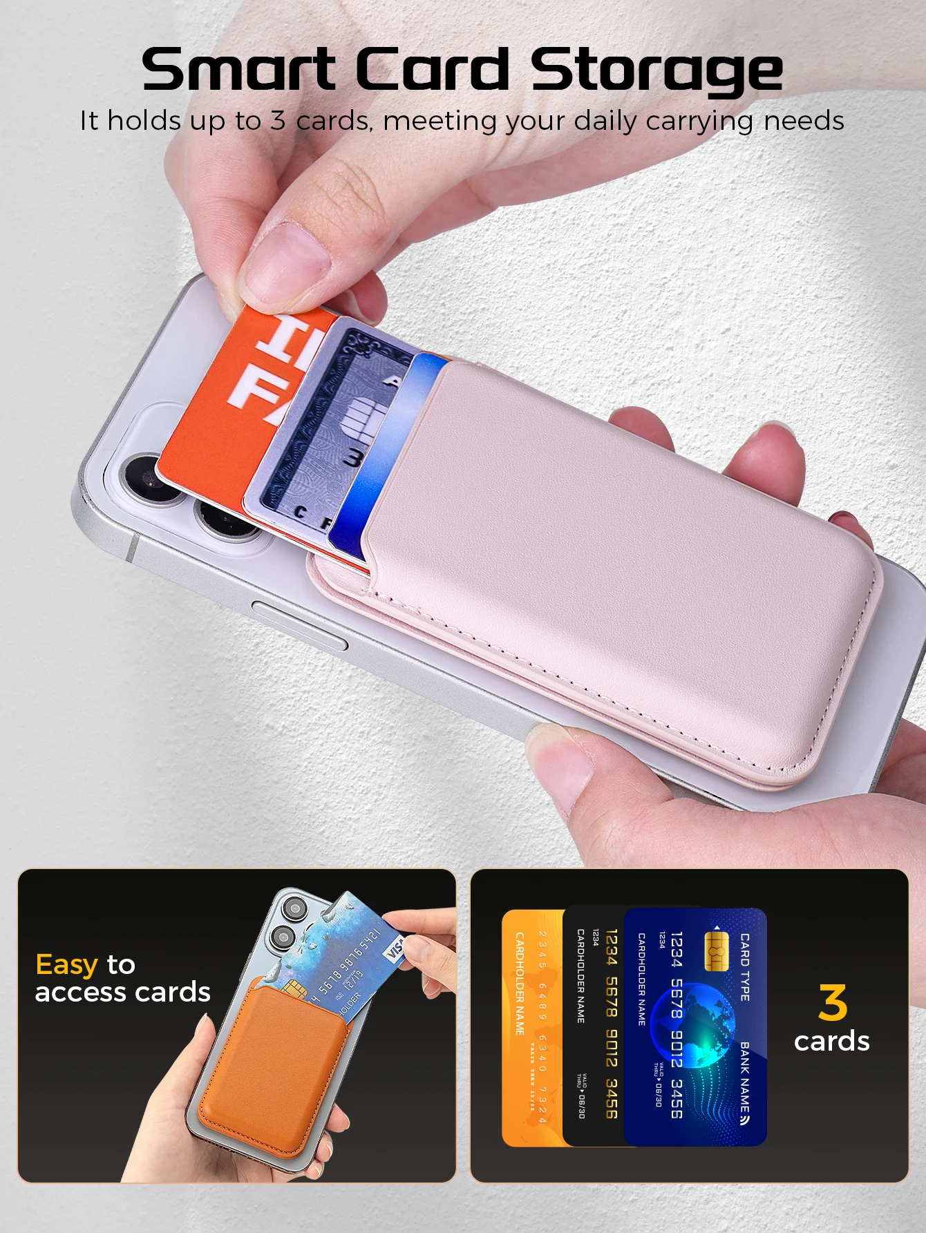 3 in 1 MagSafe Magnetic Leather Card Holder Foldable Phone Stand Wallet Case For iPhone 17 16 15 14 13 12 Pro Max Card Pocket view 5