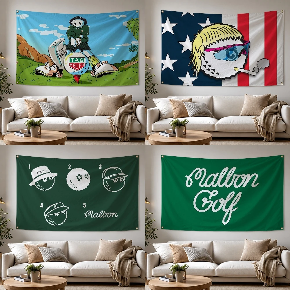 Drapeau extérieur de la marque de mode de golf M-Malbon pour la maison, le camping, les fêtes, la décoration de club, le jardin, la cour, bannière murale suspendue