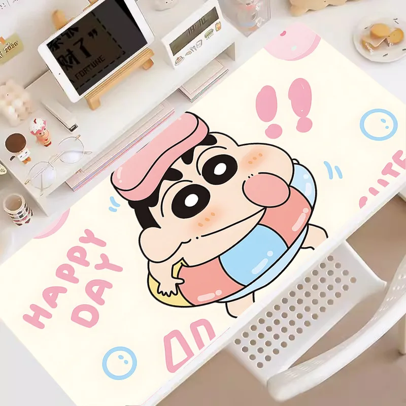 

Kawaii Crayon Shin-chan Mouse Pad Oversized Locked Edge Design Mouse Pads 400x900 Anti-slip Gaming Mousepad for Laptop Computer