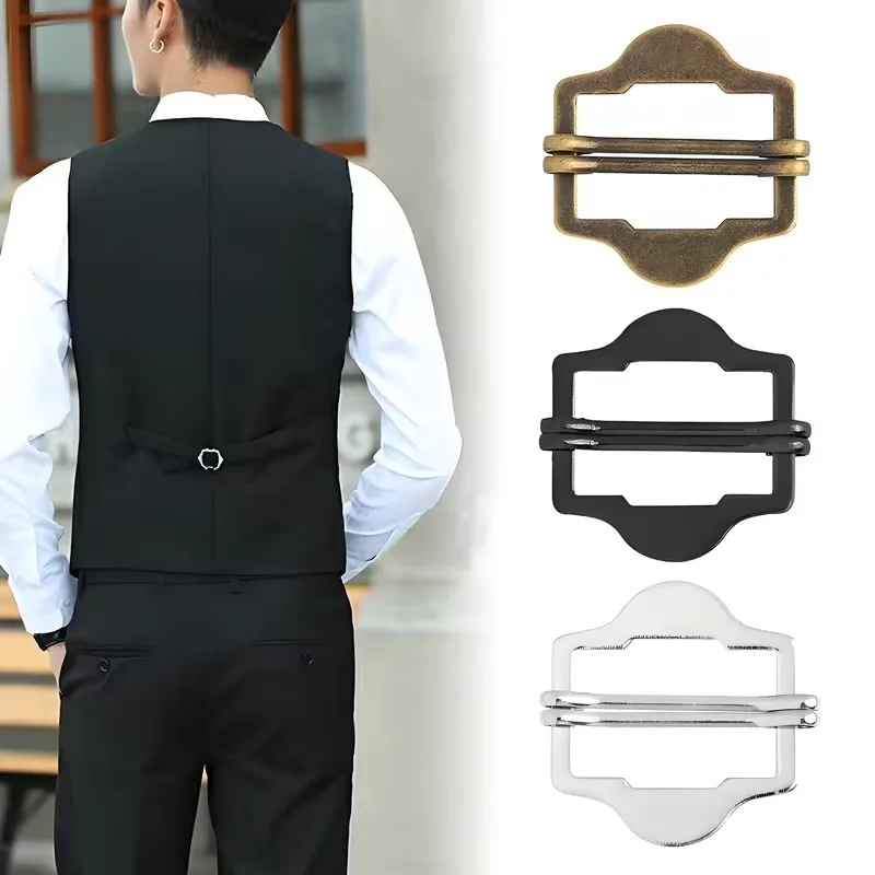 3PCS Vest Buckles Metal Vest Buckle Slide Adjuster Clasp Double-Pin Hexagonal for Suit Belt Bags Cloth DIY Accessories