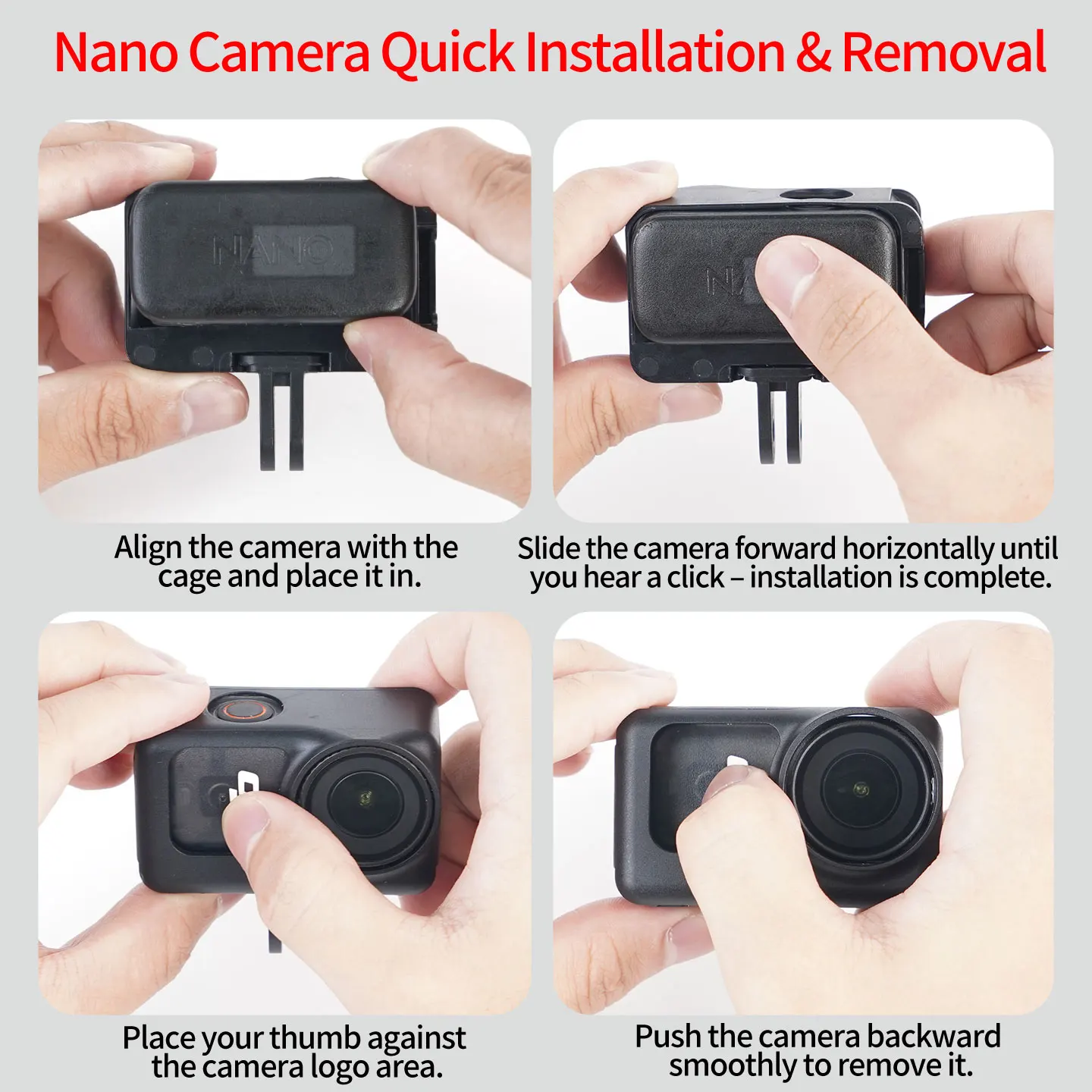 Für DJI Osmo Nano Action-Kamera Aufladbarer Magnetischer Schutzrahmen Stativadapter 1/4 Cold Shoe Mount PC Kratzfester Käfiggehäuse – Detail 8