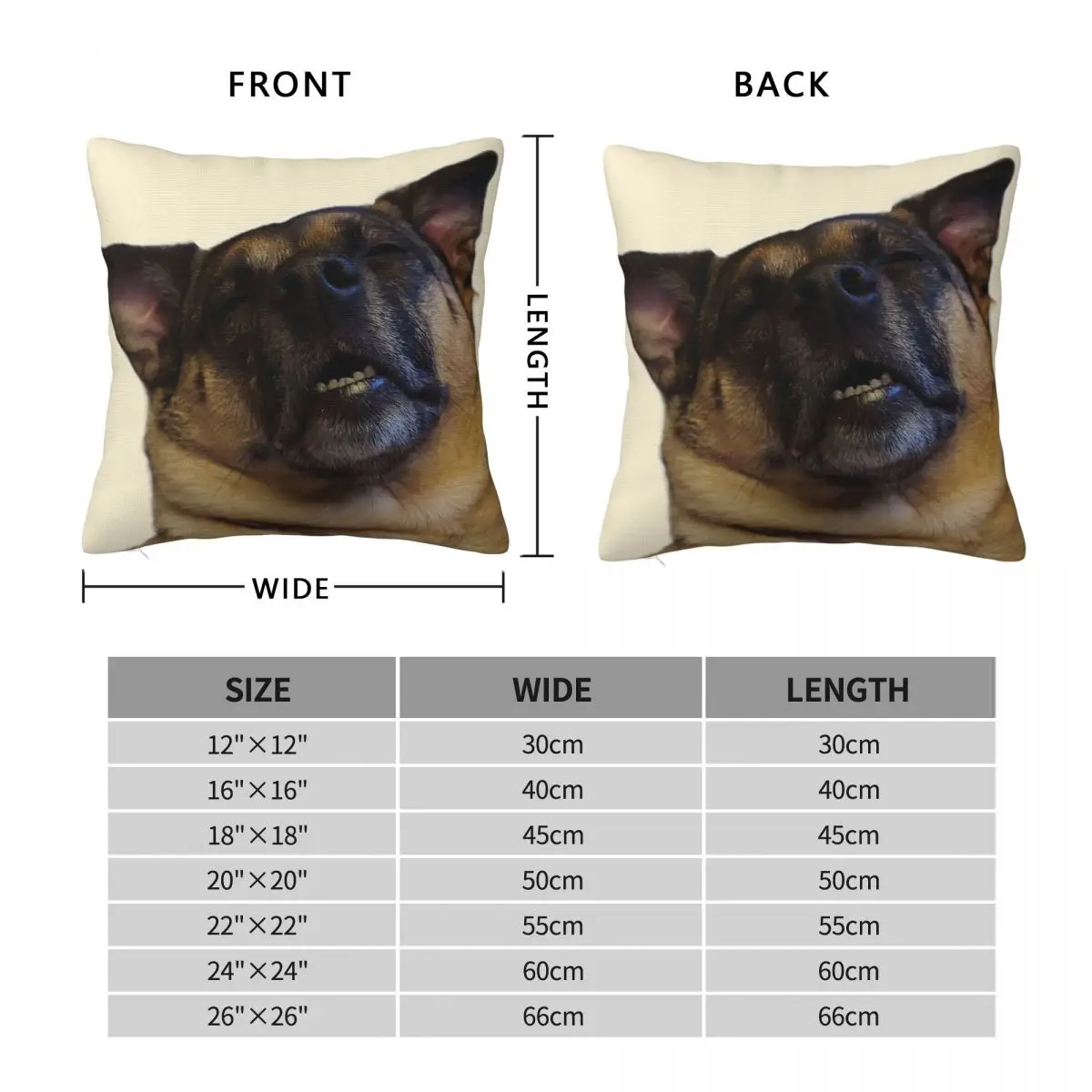 Nala Chubby Pug Doofy Grin Square Pillowcase Polyester Linen Velvet Creative Zip Decorative Pillow Case Room Cushion Cover 45x45