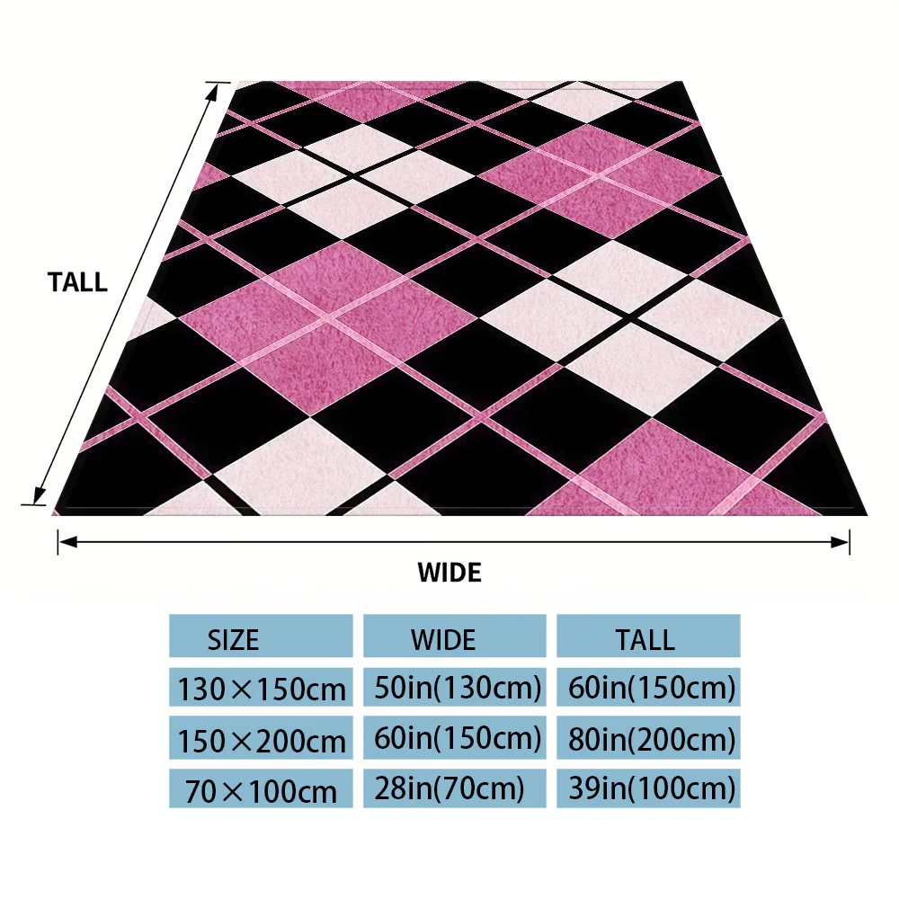 Hot Pink Argyle Four Season Flannel Blanket, Soft Plush Skin Friendly Sofa Blanket, A Great Gift Item