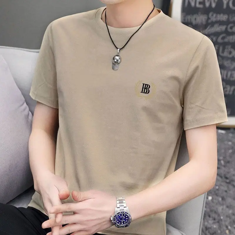 Summer New Men's Short Sleeve TShirt round Neck Korean Style Top Clothes Trendy T-shirt Men