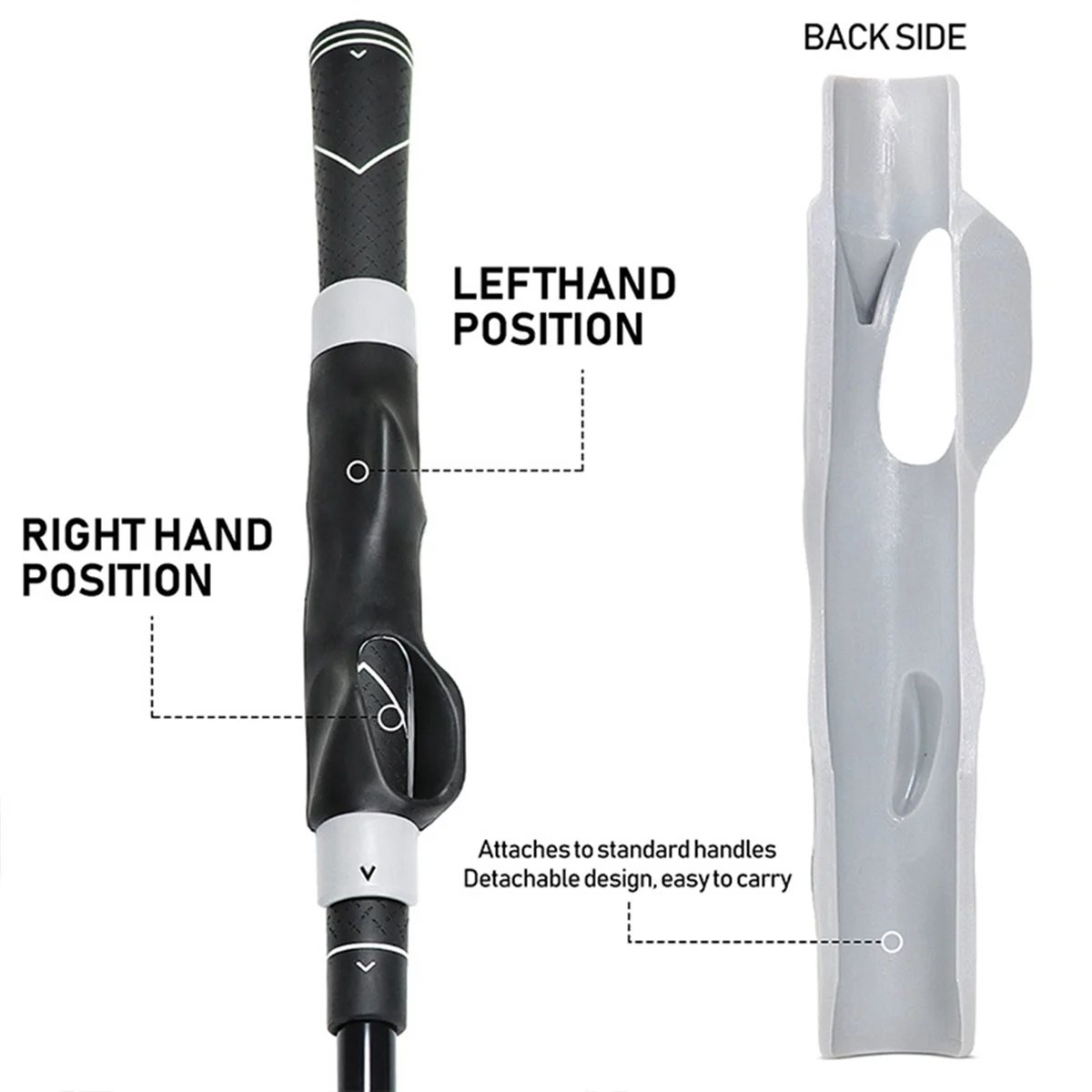 A72Z 2X Golf Grip Trainingshulpmiddel Golfclubhandvat voor Swing Grip Trainer Links Rechterhand Oefenhulpmiddel, Grijs