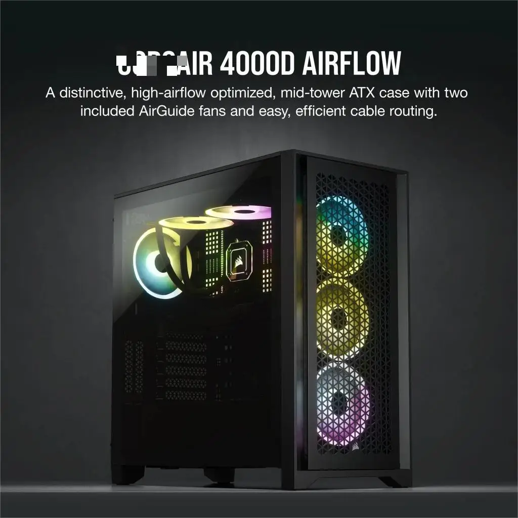 For 4000D AIRFLOW Tempered Glass Mid-Tower ATX Case  Black/White gaming case