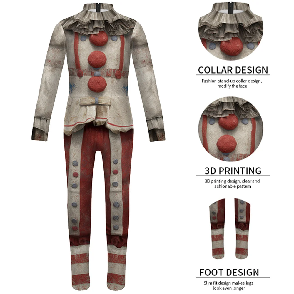 Kids Twisty the Clown Cosplay Costume 3D Printed Jumpsuit Boys Girls Horror American Outfit Story Halloween Carnival Disguise view 2