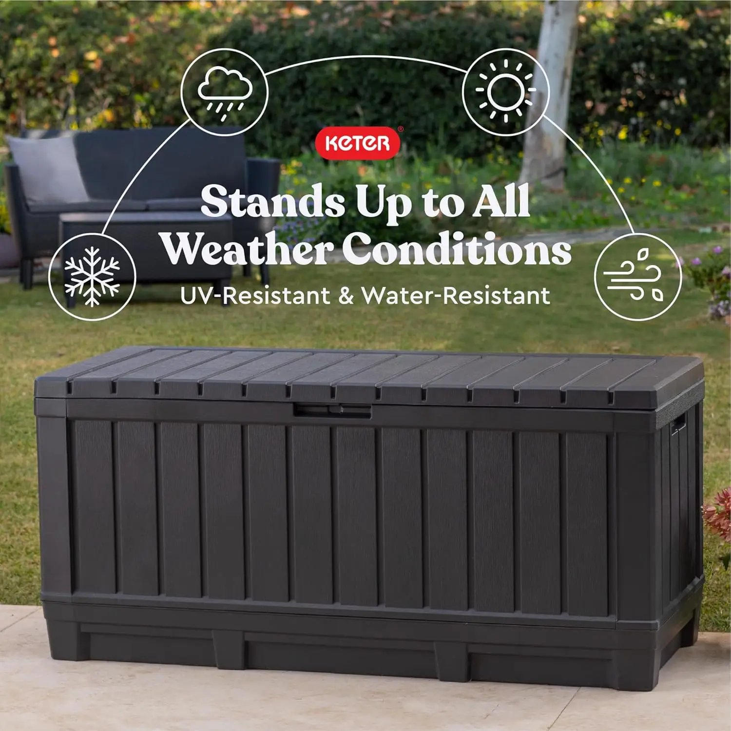 92 Gallon Resin Deck Box-Organization Storage for Patio Furniture Outdoor Cushions Throw Pillows Garden Tools and Pool Floats