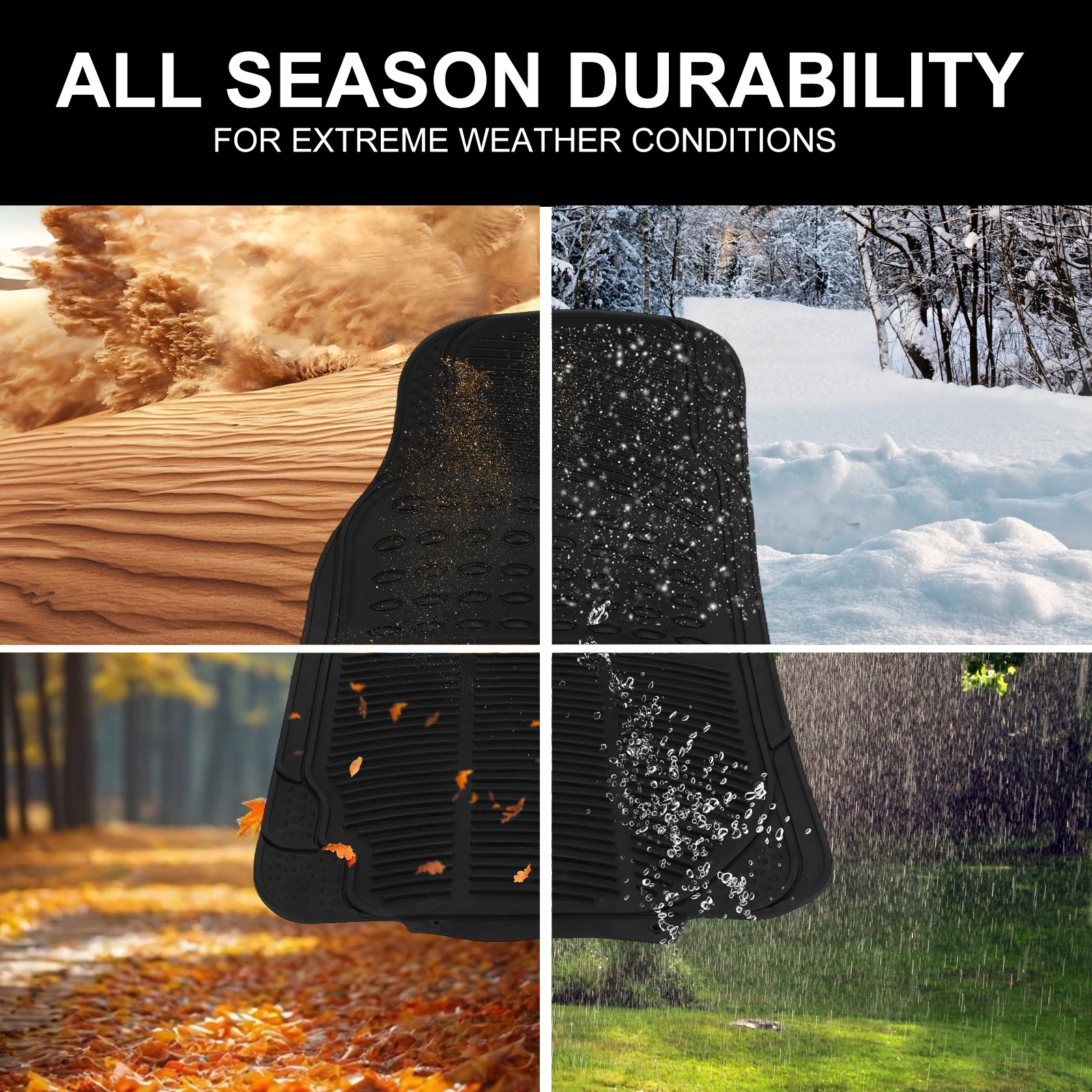 

3 Pieces Deep Waterproof Car Mats All Weather Rubber Car Floor Mats Heavy Duty Rubber Car Mats for Car SUV Truck Van